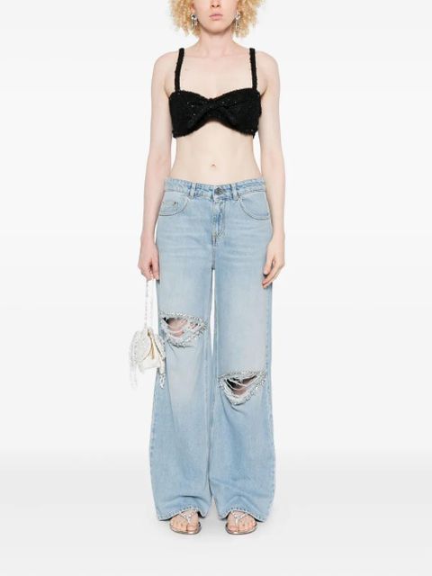 Alessandra Rich sequin-embellished bow top - Black - zdjęcie produktu nr 2