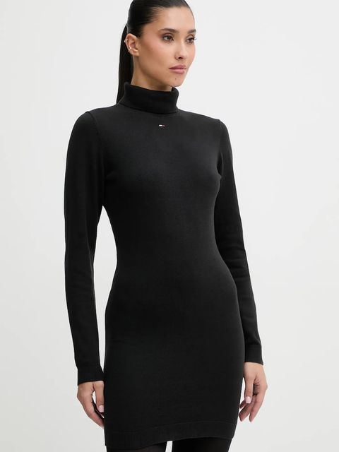 Tommy Jeans sukienka bawełniana kolor czarny mini dopasowana DW0DW21958 - zdjęcie produktu nr 1