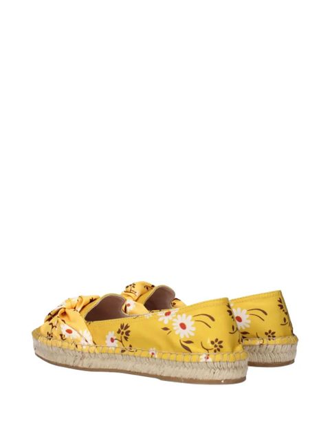 Miu Miu floral-print bow-detail espadrilles - Yellow