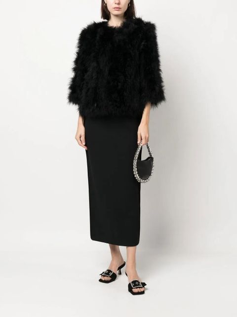 Yves Salomon feather-trim silk lined jacket - Black - zdjęcie produktu nr 2