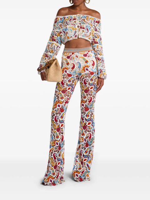 ETRO paisley-macramé flared trousers - White - zdjęcie produktu nr 2