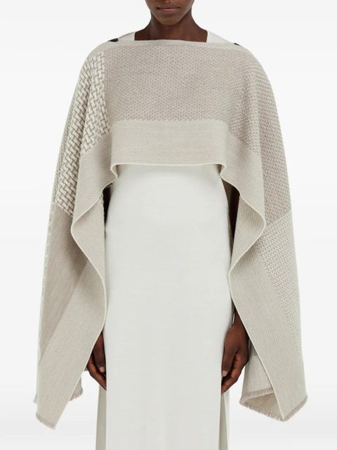 Ferragamo jacquard wool poncho - Neutrals