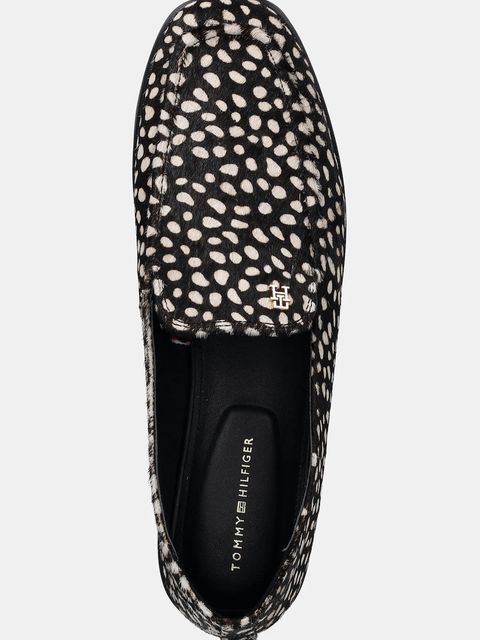 Tommy Hilfiger mokasyny zamszowe TH PONEY HAIR LOAFER damskie kolor czarny na płaskim obcasie FW0FW09169