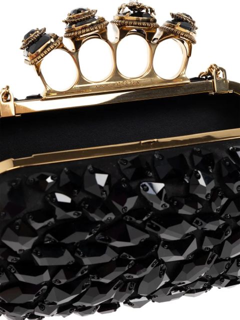 Alexander McQueen jewel four-ring silk tote bag - Black