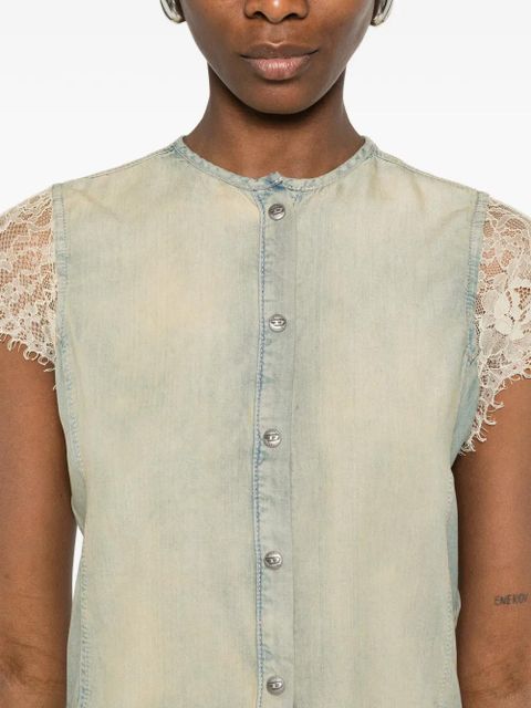 Diesel De-Malka-S lace panelled button shirt - Blue