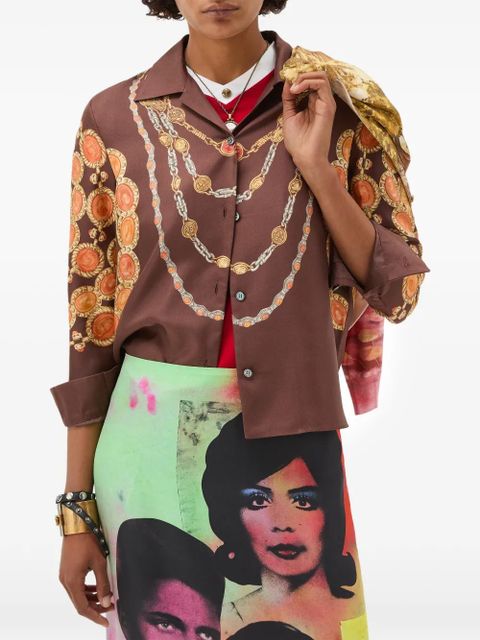 Versace chain print buttoned shirt - Brown