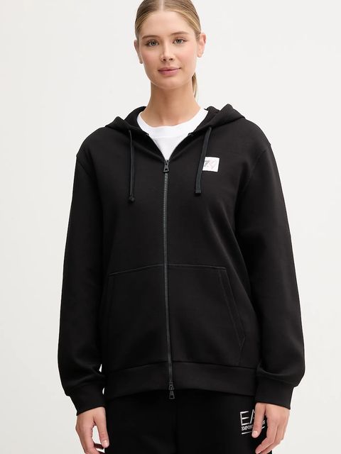EA7 Emporio Armani bluza damska kolor czarny z kapturem z aplikacją AF12116.7X000250 - zdjęcie produktu nr 1