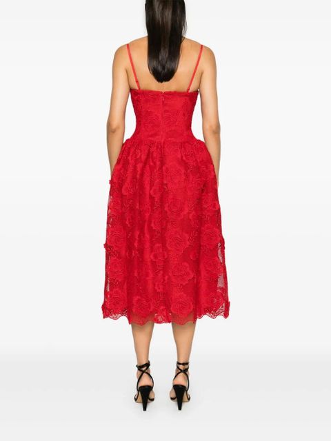 Self-Portrait bandeau-style lace midi dress - Red - zdjęcie produktu nr 2
