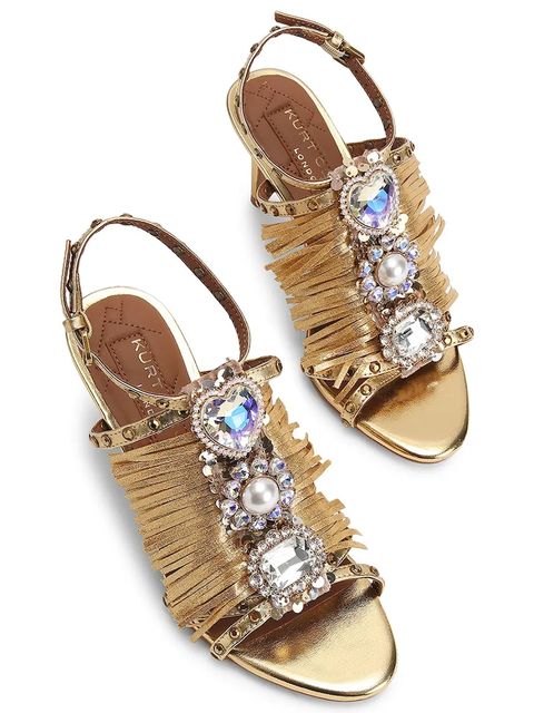 Kurt Geiger London sandały skórzane Jewel Fringe Sandal kolor złoty 5387261189 - zdjęcie produktu nr 2