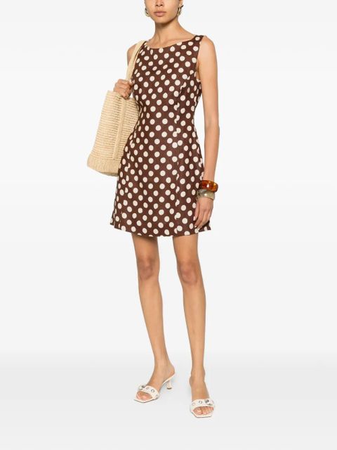 Faithfull the Brand Lydie polka-dot mini dress - Brown - zdjęcie produktu nr 2