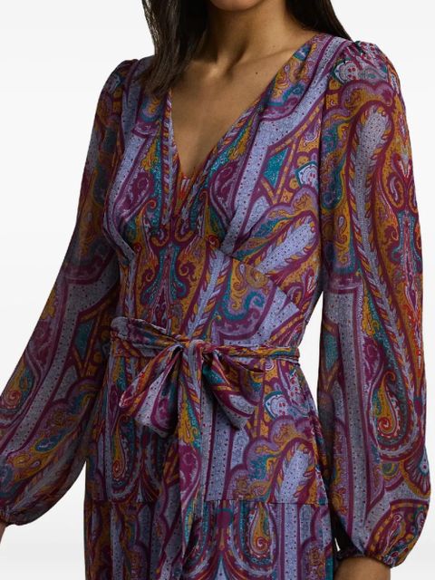 Lauren Ralph Lauren V-neck paisley-pattern midi dress - Purple