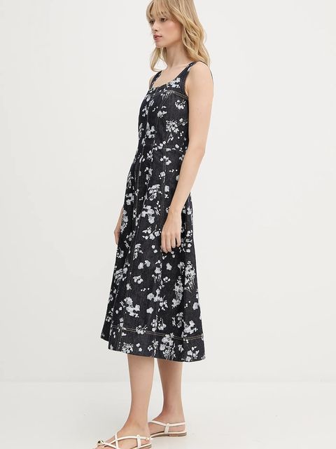 Karl Lagerfeld sukienka jeansowa kolor granatowy midi rozkloszowana A3W13004 - zdjęcie produktu nr 2