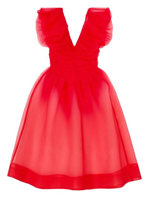 GANNI ruffled V-neck mini dress - Red - zdjęcie produktu nr 1