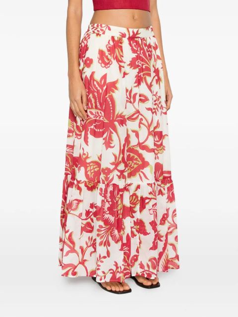 ETRO floral-print tiered maxi skirt - White