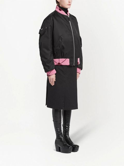 Prada Re-Nylon jacquard-trim bomber jacket - Black - zdjęcie produktu nr 2