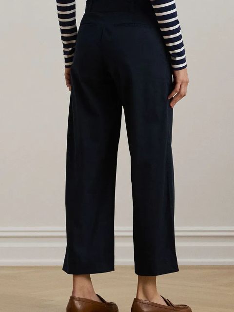 Lauren Ralph Lauren spodnie damskie kolor granatowy szerokie high waist 200876606