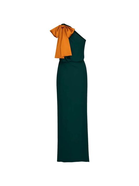 Saint Laurent bow-detail one-shoulder dress - Green - zdjęcie produktu nr 2