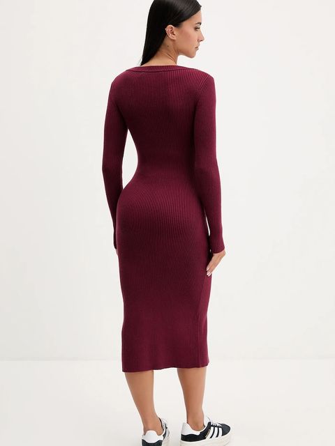 Karl Lagerfeld Jeans sukienka kolor bordowy midi dopasowana A4W13011