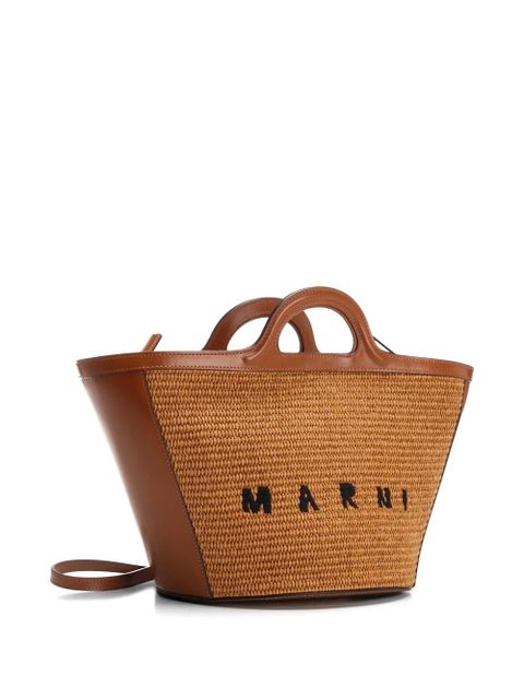 Marni Tropicalia leather-trim tote bag - Brown - zdjęcie produktu nr 2