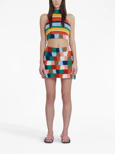 Marni colour-block knitted skirt - Red