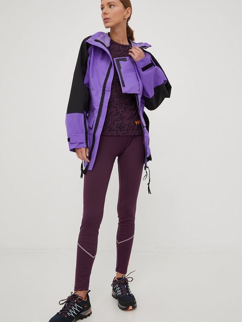 Helly Hansen legginsy damskie kolor fioletowy gładkie