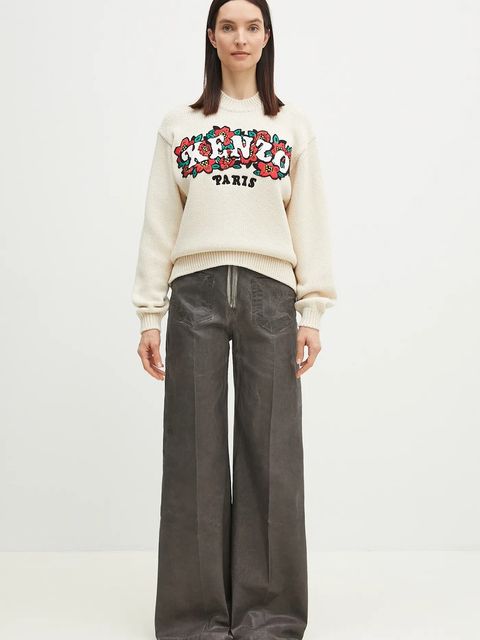 Kenzo sweter wełniany x Verdy damski kolor beżowy ciepły FF52PU4913CX.02