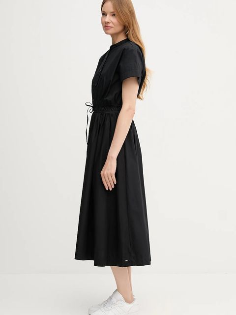 Tommy Hilfiger sukienka bawełniana kolor czarny midi rozkloszowana WW0WW45835 - zdjęcie produktu nr 2