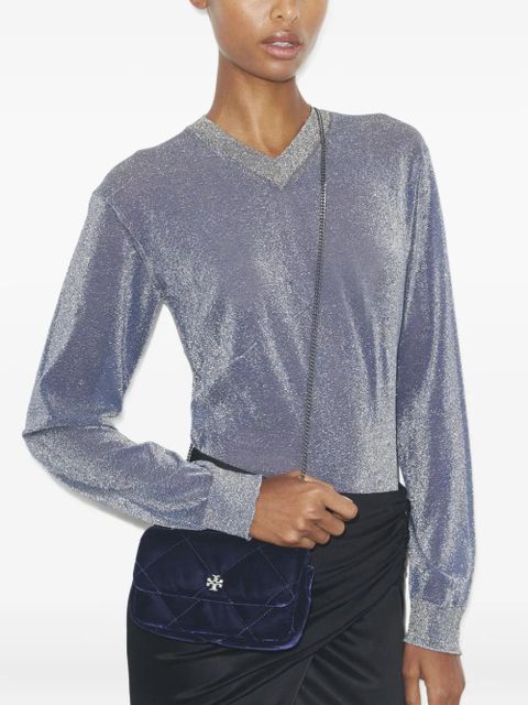 Tory Burch mini Kira diamond-quilted velvet cross body bag - Blue - zdjęcie produktu nr 2