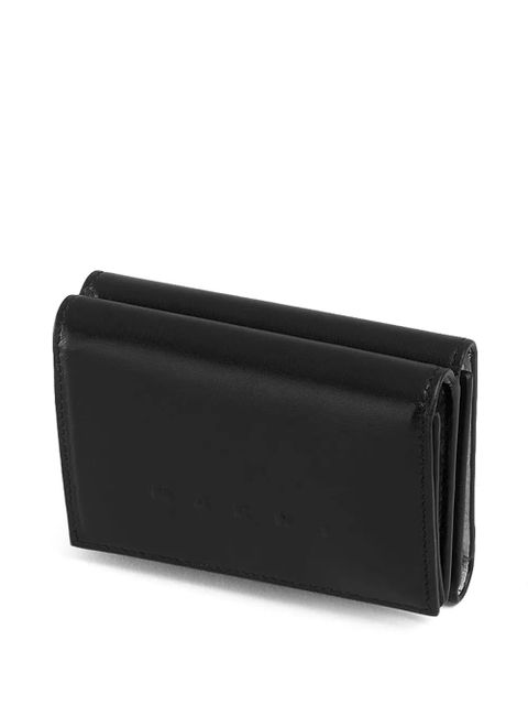 Marni bi-fold embossed logo leather wallet - Black