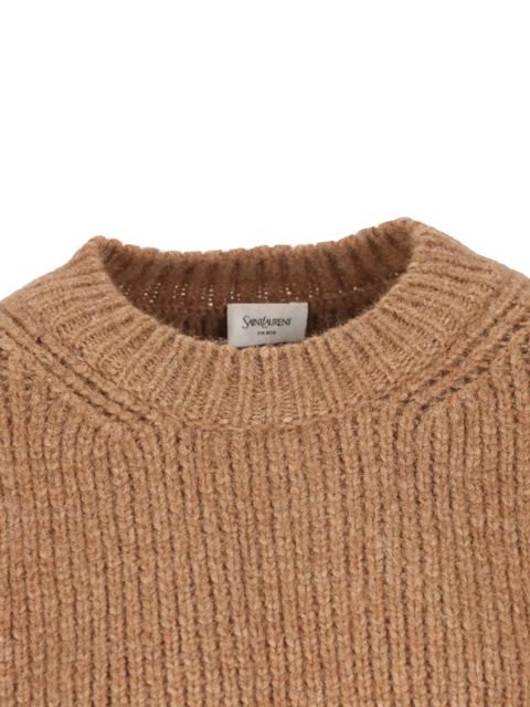 Saint Laurent ribbed crew-neck sweater - Brown