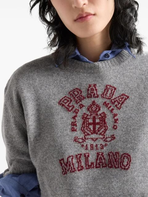 Prada logo-intarsia sweater - Grey