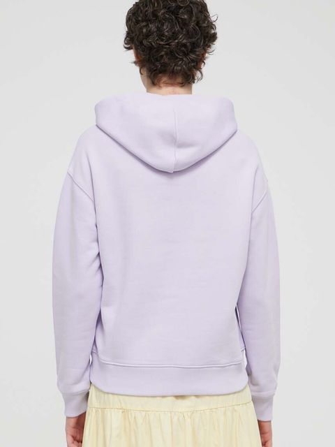 Tommy Jeans bluza bawełniana damska kolor fioletowy z kapturem z aplikacją DW0DW17326