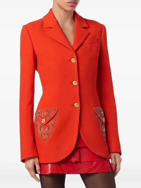 Versace crystal-embellished blazer - Red