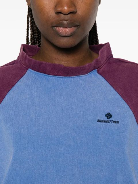 SHUSHU/TONG raglan-sleeve logo-embroidered sweater - Blue