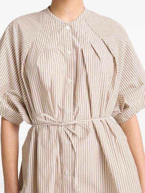 Yves Salomon striped pleated poplin shirt - Brown