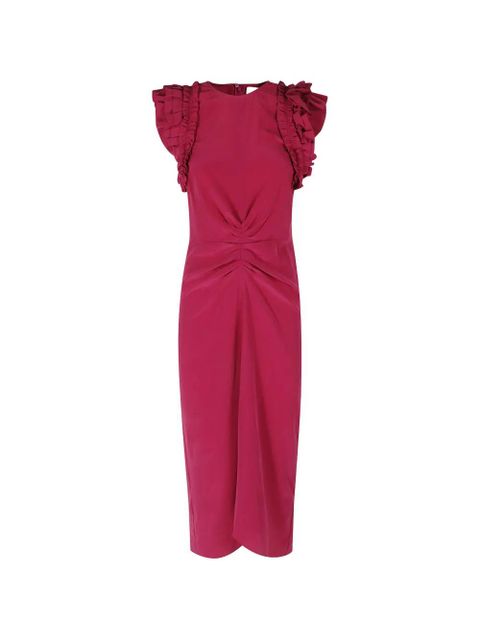 ISABEL MARANT ruffled twisted-front midi dress - Pink - zdjęcie produktu nr 1