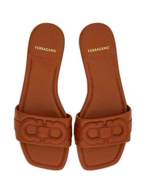 Ferragamo Gancini slides - Brown