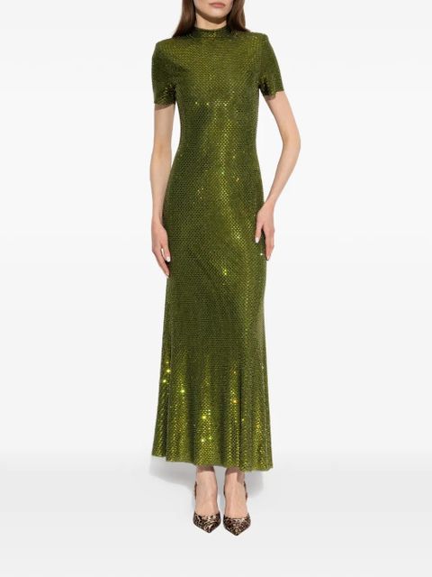 Self-Portrait rhinestone-embellished midi dress - Green