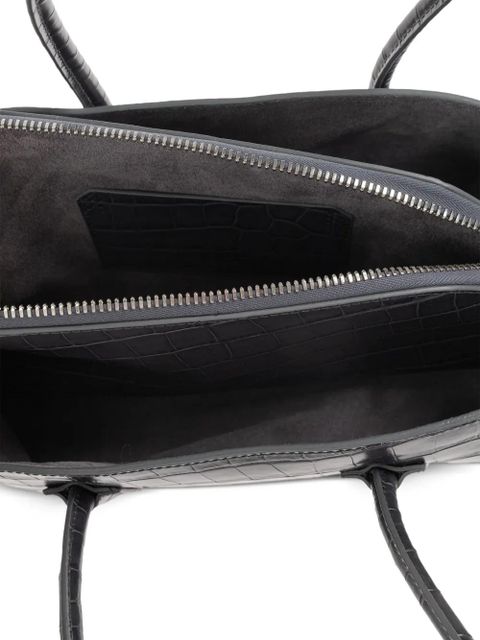 The Attico small La Passeggiata croc-embossed zip tote bag - Grey