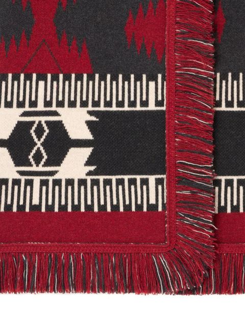 Alanui Icon jacquard fringed coat - Red