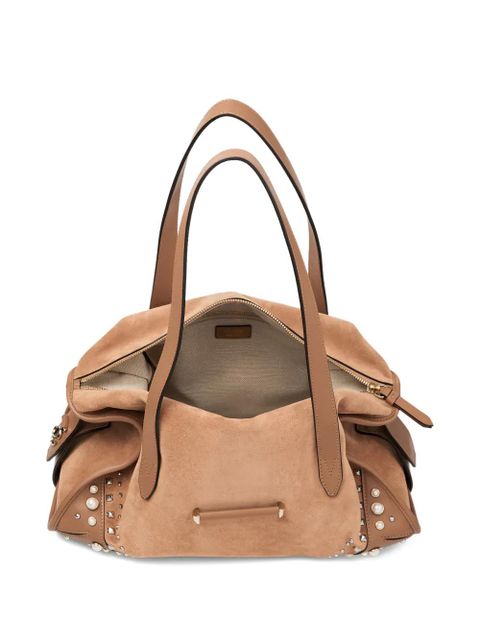 Jimmy Choo Bar Filo studded top-handle tote bag - Brown