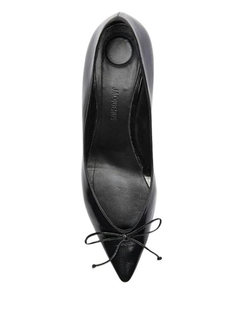Jacquemus 80mm bow-detail pointed-toe heeled pumps - Black - zdjęcie produktu nr 2