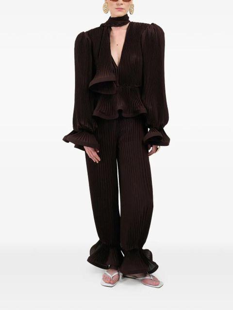 Rowen Rose pleated puffy blouse - Brown - zdjęcie produktu nr 2