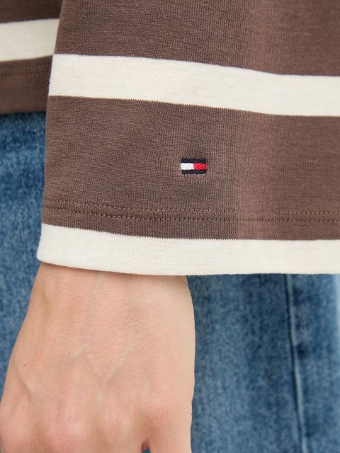 Tommy Hilfiger longsleeve bawełniany kolor brązowy WW0WW45760