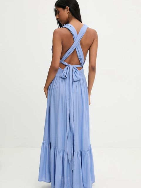 Answear.LAB sukienka kolor niebieski maxi rozkloszowana
