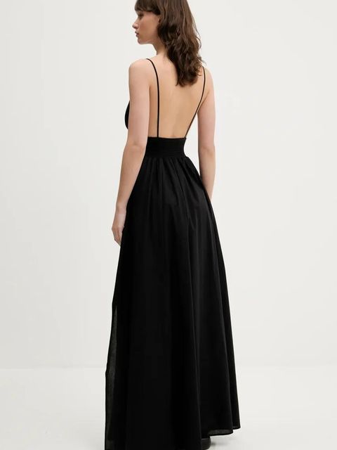 HUGO sukienka bawełniana kolor czarny maxi rozkloszowana 50536456 - zdjęcie produktu nr 2