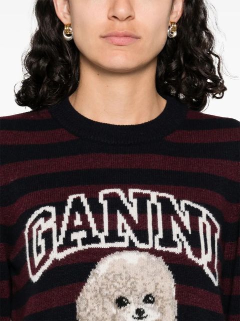 GANNI intarsia-knit jumper - Blue