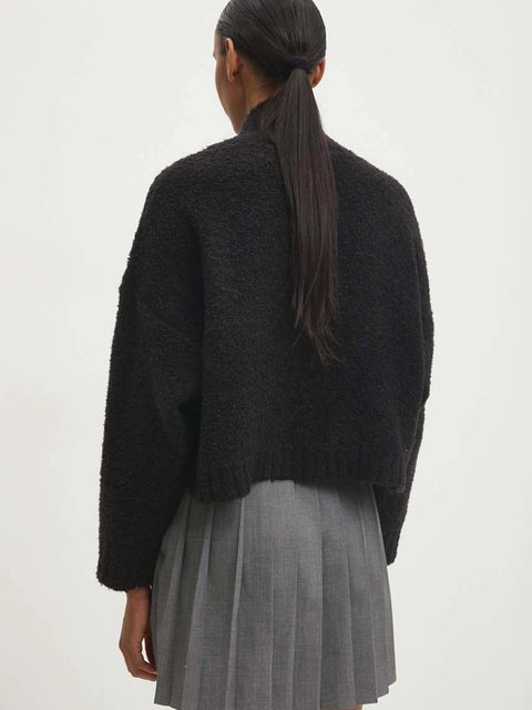 Answear.LAB sweter z dodatkiem wełny damski kolor czarny lekki z półgolfem