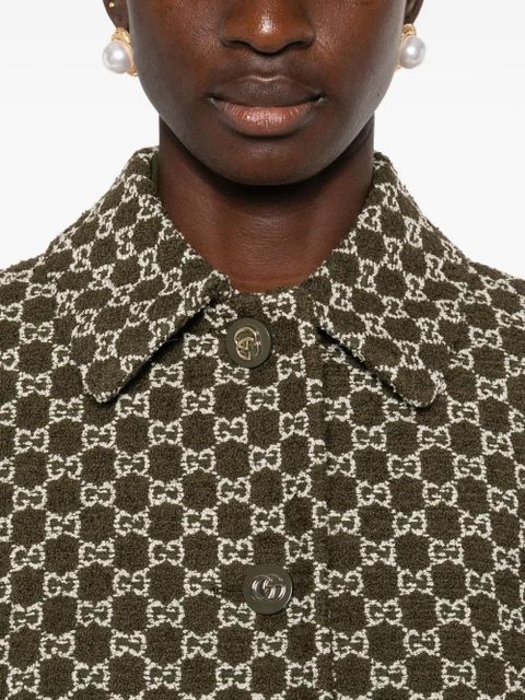 Gucci single-breasted collared tweed jacket - Green