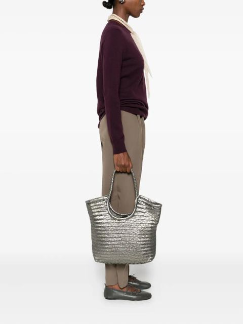 DRAGON DIFFUSION Diagonal woven tote bag - Grey - zdjęcie produktu nr 2